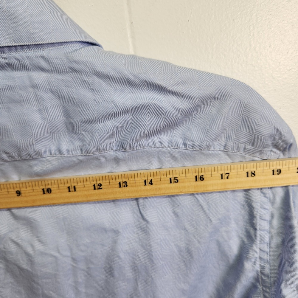 Matteo‎ di Rota Shirt Mens 17 1/2 44 Blue Textured Button Up Made Italy Dress - Picture 10 of 12
